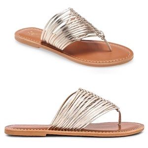 SEYCHELLES Bright Eyed Flip Flop Leather Sandals in Gold Size 6